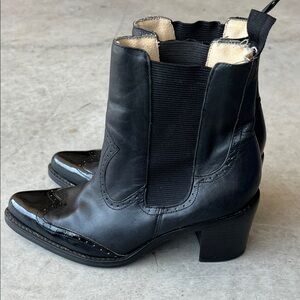 Nine West Vintage Women’s Western Black Leather Ankle Boots Size 8M 🟥